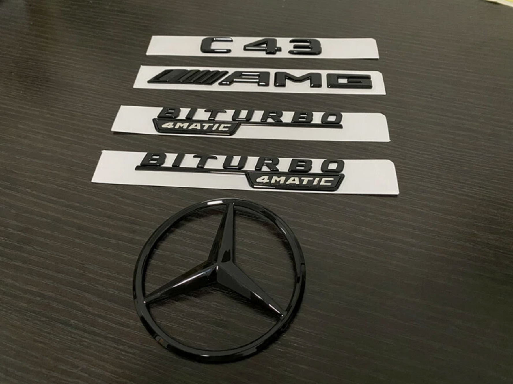 Gloss Black C43 AMG Biturbo 4matic and Rear STAR emblem Package W205 Sedan