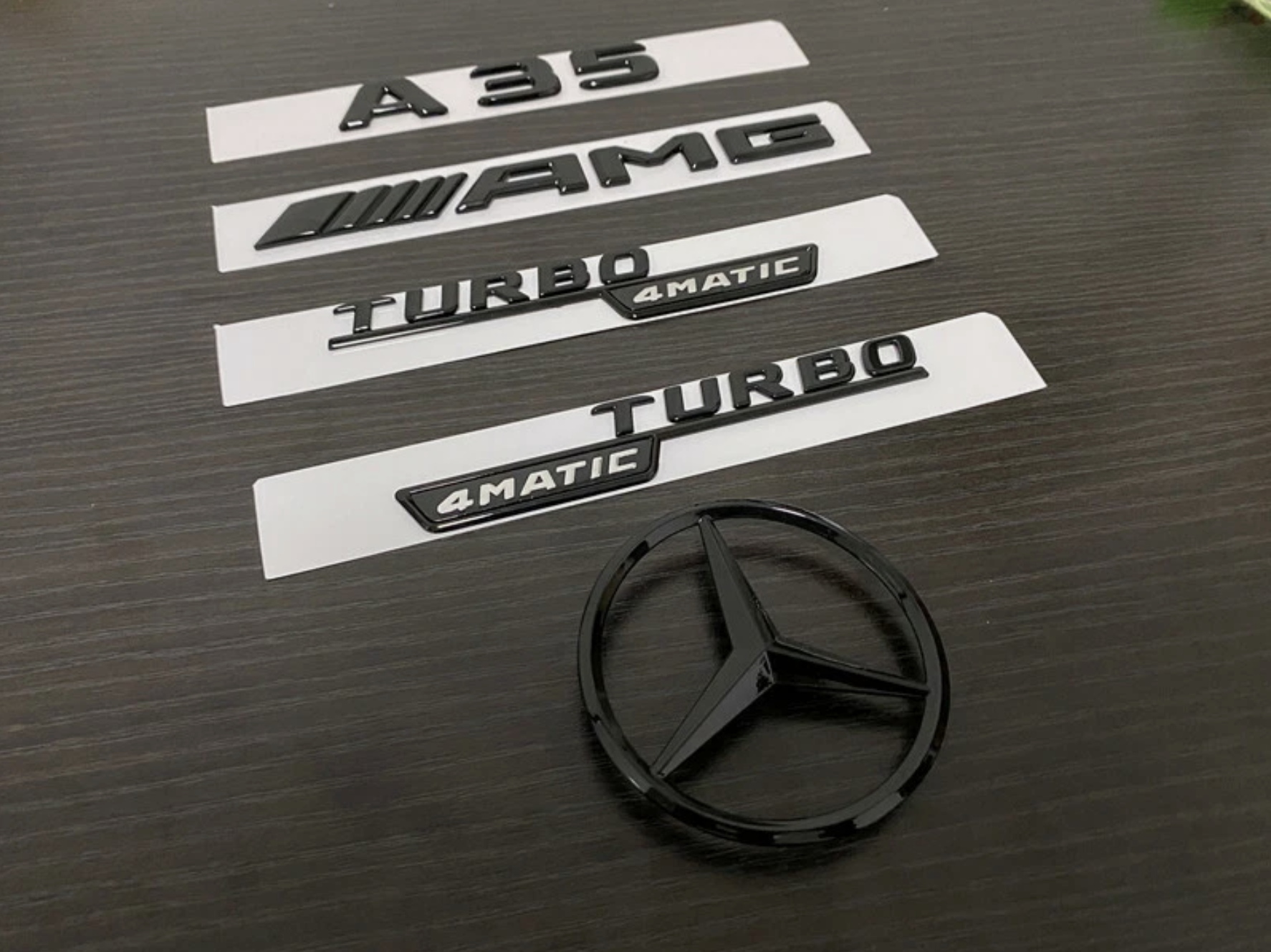 Gloss Black A35 AMG and Rear Star replacement PACKAGE Badge W177 A Class 2019-2026
