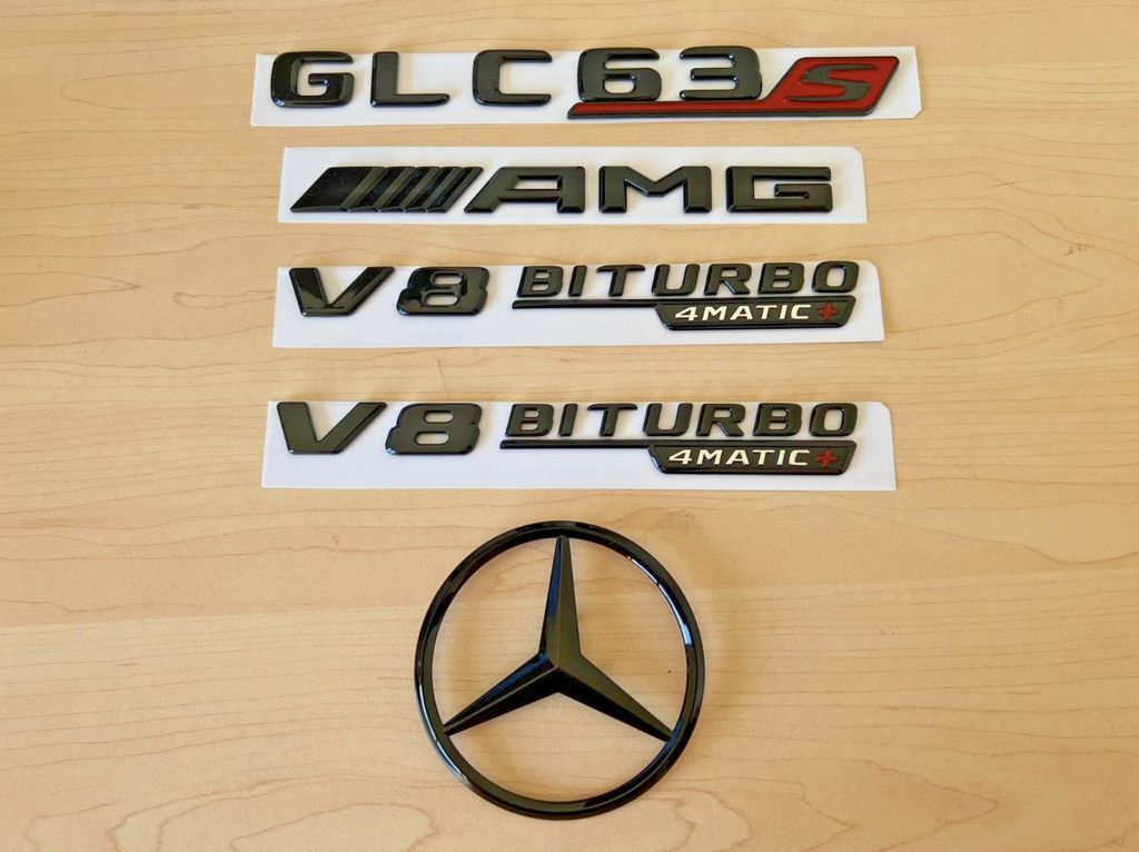 Gloss Black GLC63S AMG V8 BITURBO 4MATIC+ Star Trunk Emblem Badge X253 2015-2022