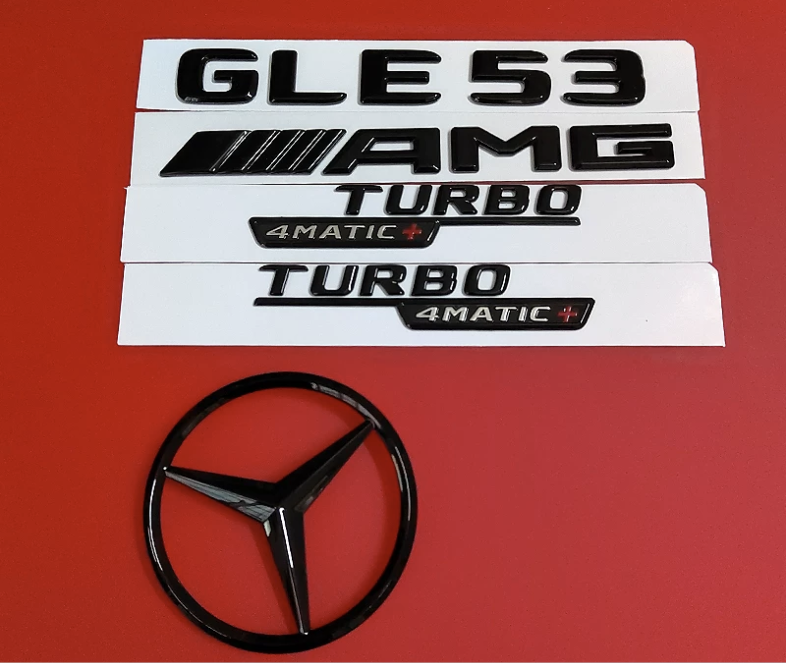 Gloss black gle53 amg turbo 4matic+ star trunk emblem badge V167 series SUV 19-26