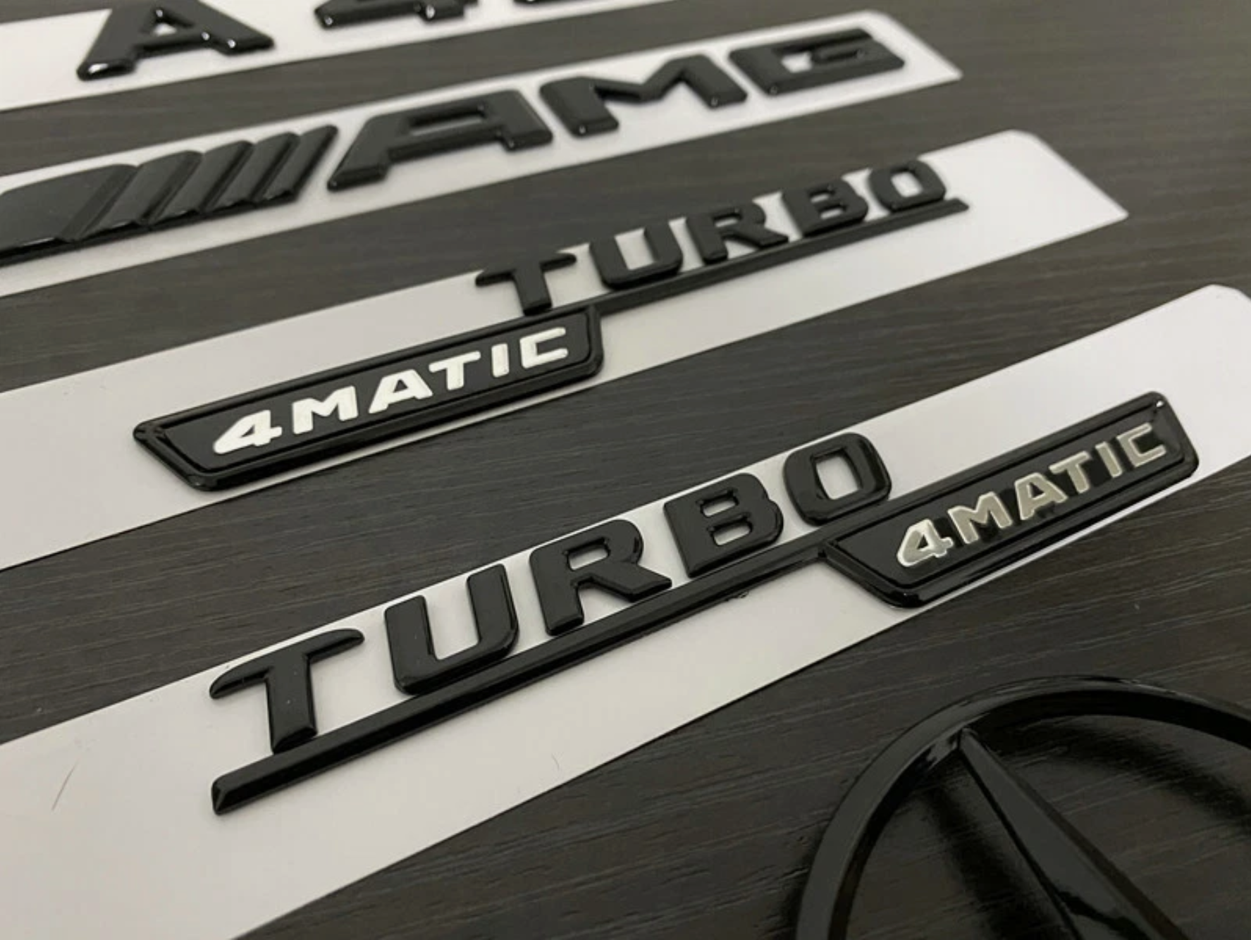 Gloss Black A45 AMG and Rear Star replacement PACKAGE Badge Sticker W176 2012-2018