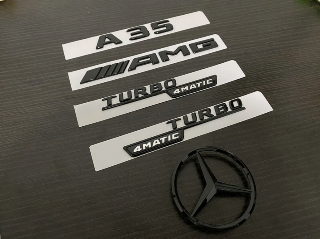 Gloss Black A35 AMG and Rear Star replacement PACKAGE Badge W177 A Class 2019-2026