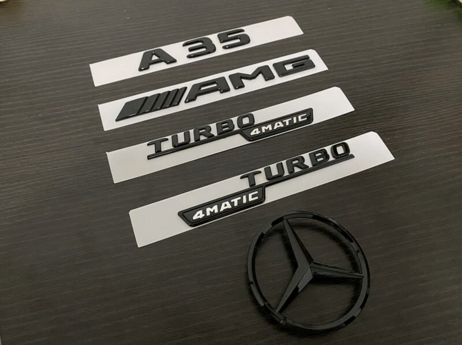 Gloss Black A35 AMG and Rear Star replacement PACKAGE Badge W177 A Class 2019-2026