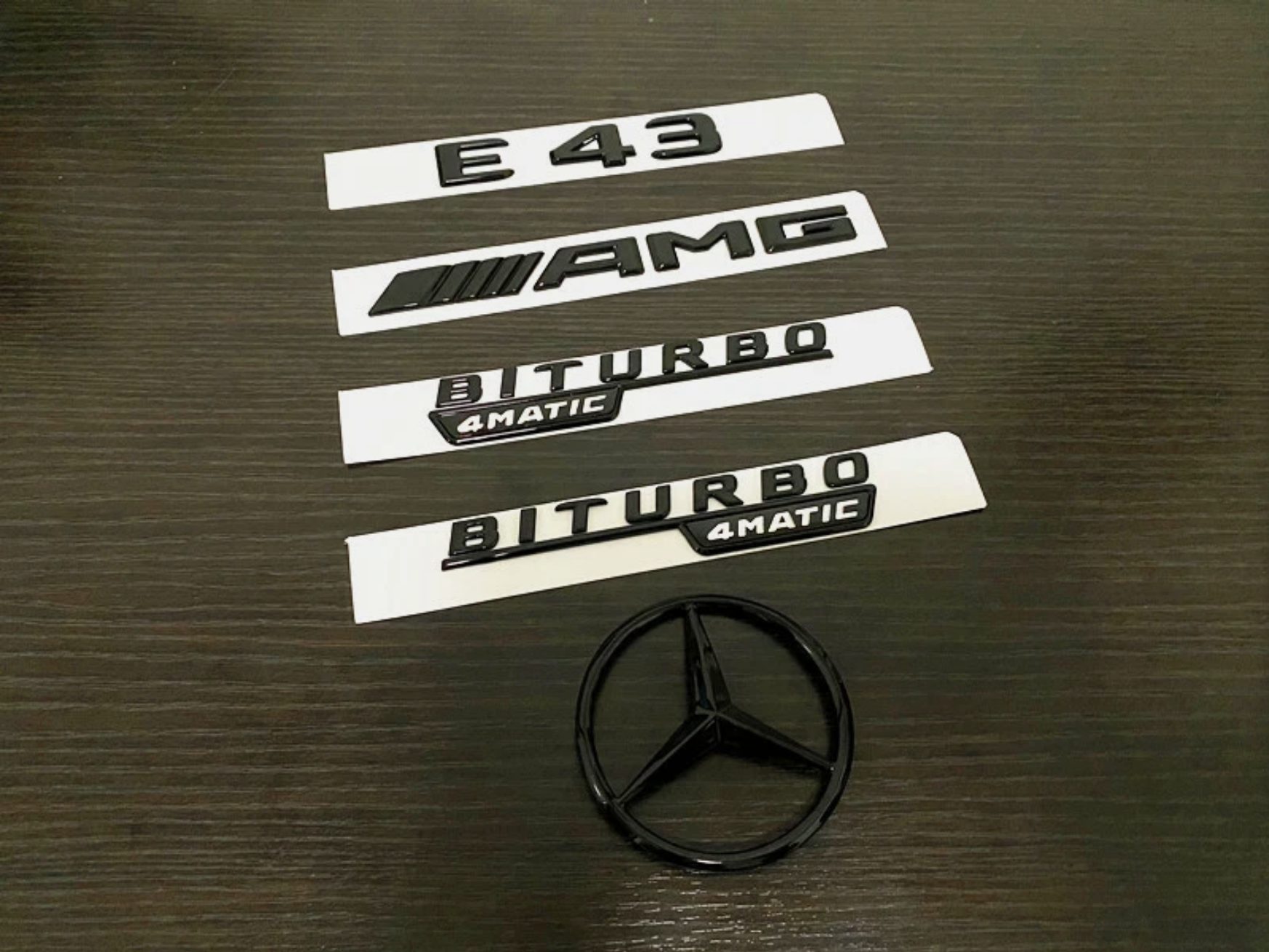 Gloss black E43 amg biturbo 4matic star trunk emblem badge W213 2016-2023