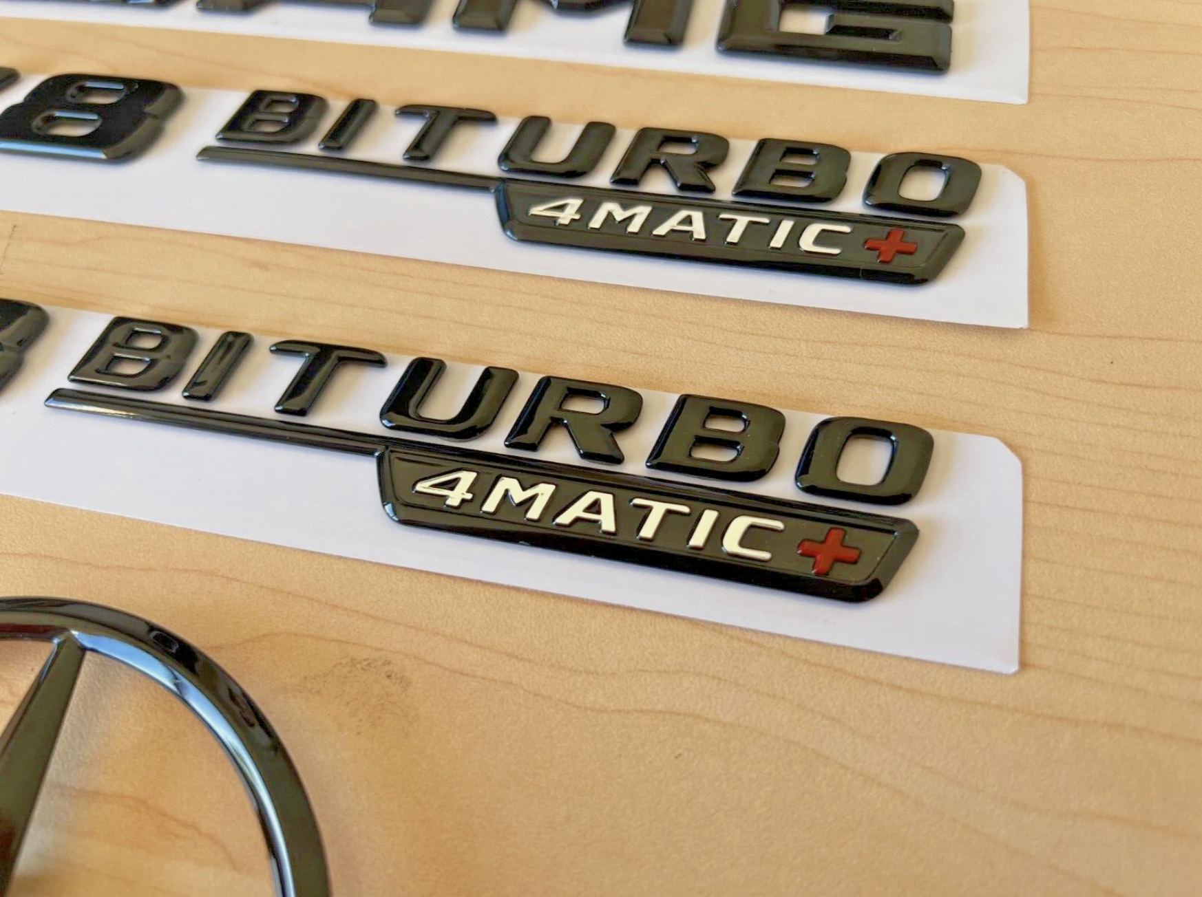 Gloss Black RED E63S AMG V8 BITURBO 4MATIC+ Star Trunk Emblem Badge W213 16-23