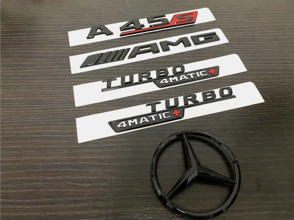 Gloss black A45S amg Turbo 4matic+ star trunk emblem badge W177 series 2019-2026 hatch