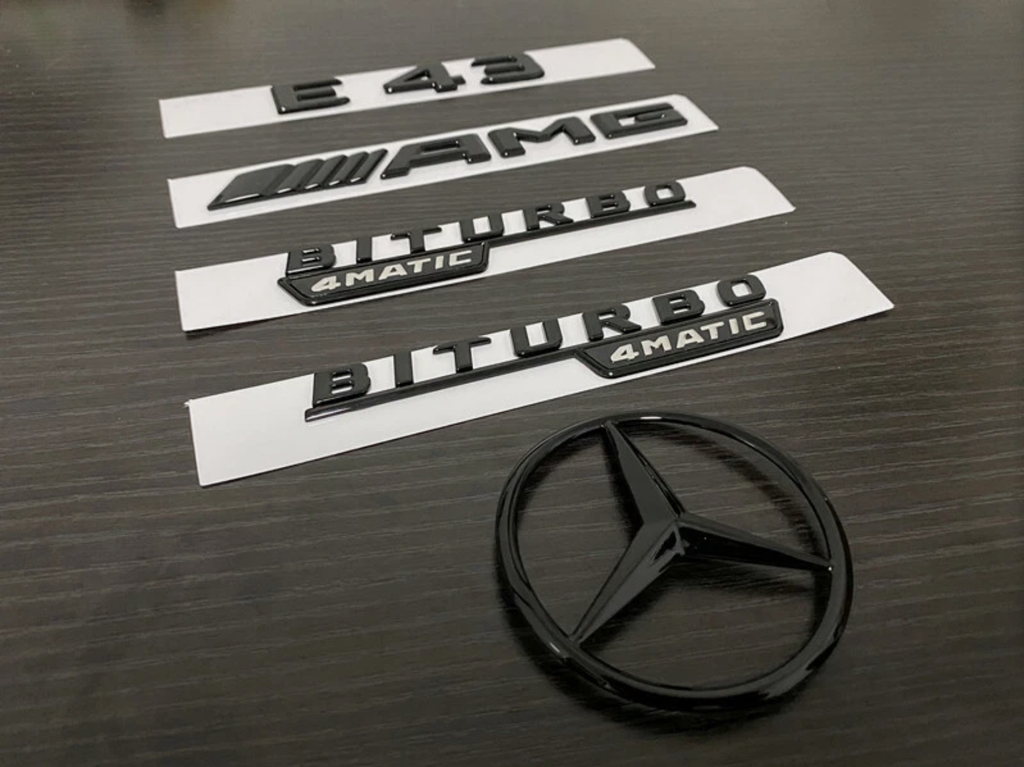 Gloss black E43 amg biturbo 4matic star trunk emblem badge W213 2016-2023