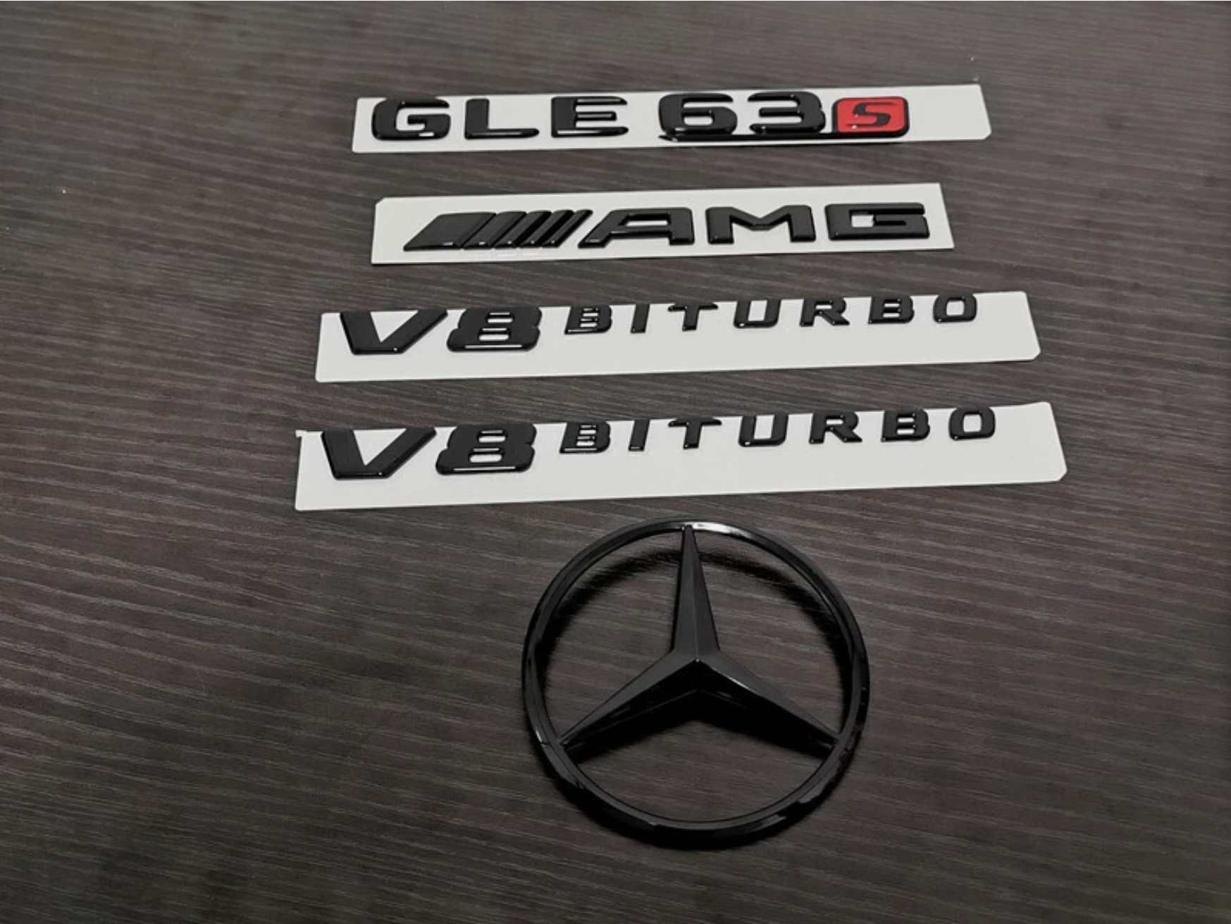 Gloss Black GLE63S AMG V8 BITURBO Star PACKAGE Trunk Emblem Badge Sticker W166 2015-2019