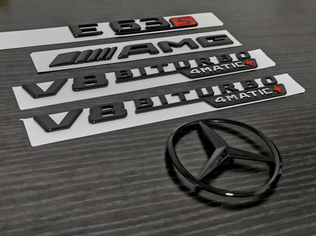 Gloss black E63S amg v8 biturbo 4matic+ star trunk emblem badge W213 series 2016-2023