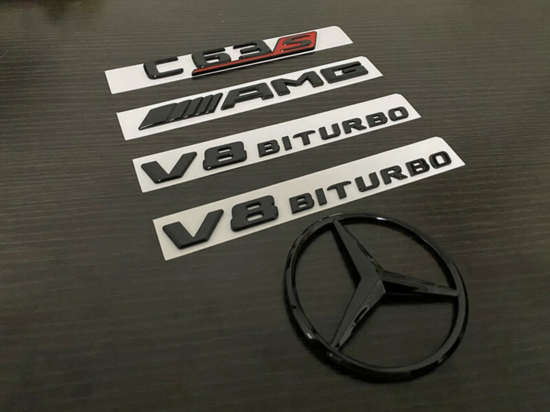 Gloss Black COUPE C63S AMG V8 BITURBO Star PACKAGE Trunk Emblem Badge C63 C205