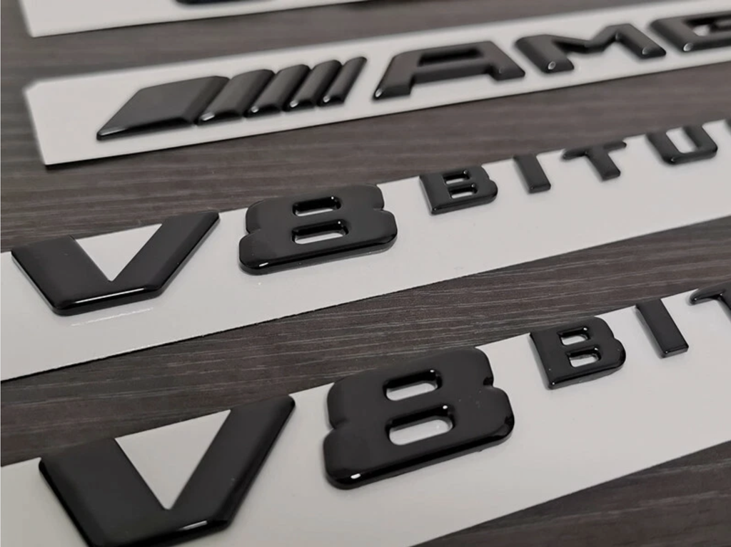 Gloss Black C63S AMG V8 BITURBO Star PACKAGE Trunk Emblem Badge C63 Sedan W205