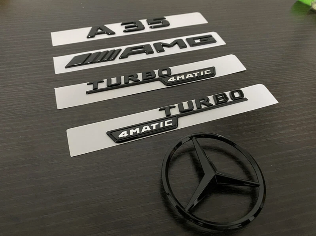 Gloss Black A35 AMG and Rear Star replacement PACKAGE Badge W177 A Class 2019-2026