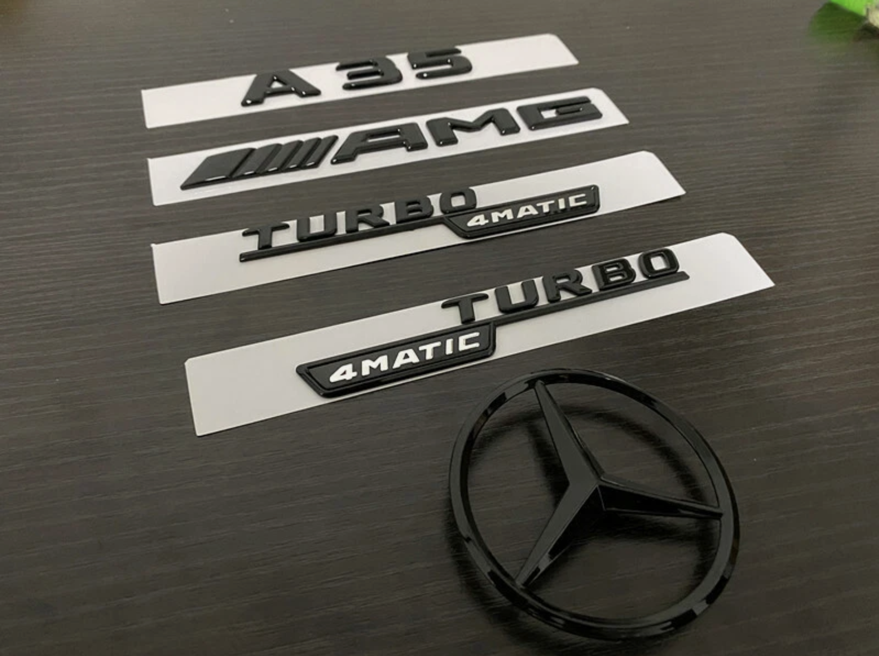 Gloss Black A35 AMG and Rear Star replacement PACKAGE Badge W177 A Class 2019-2026