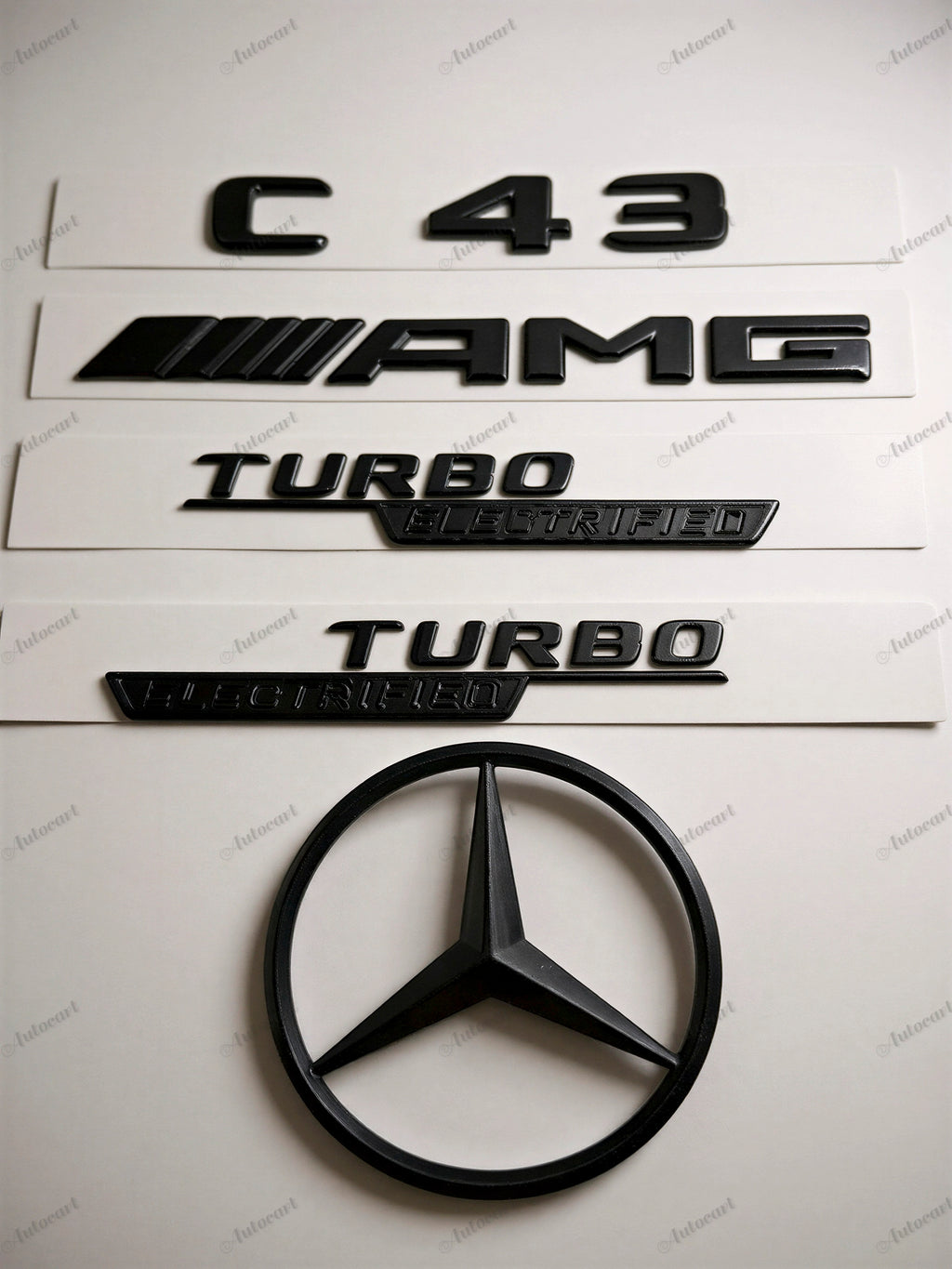Gloss black C43 AMG Turbo Electrified star trunk emblem badge for W206 2023-2026
