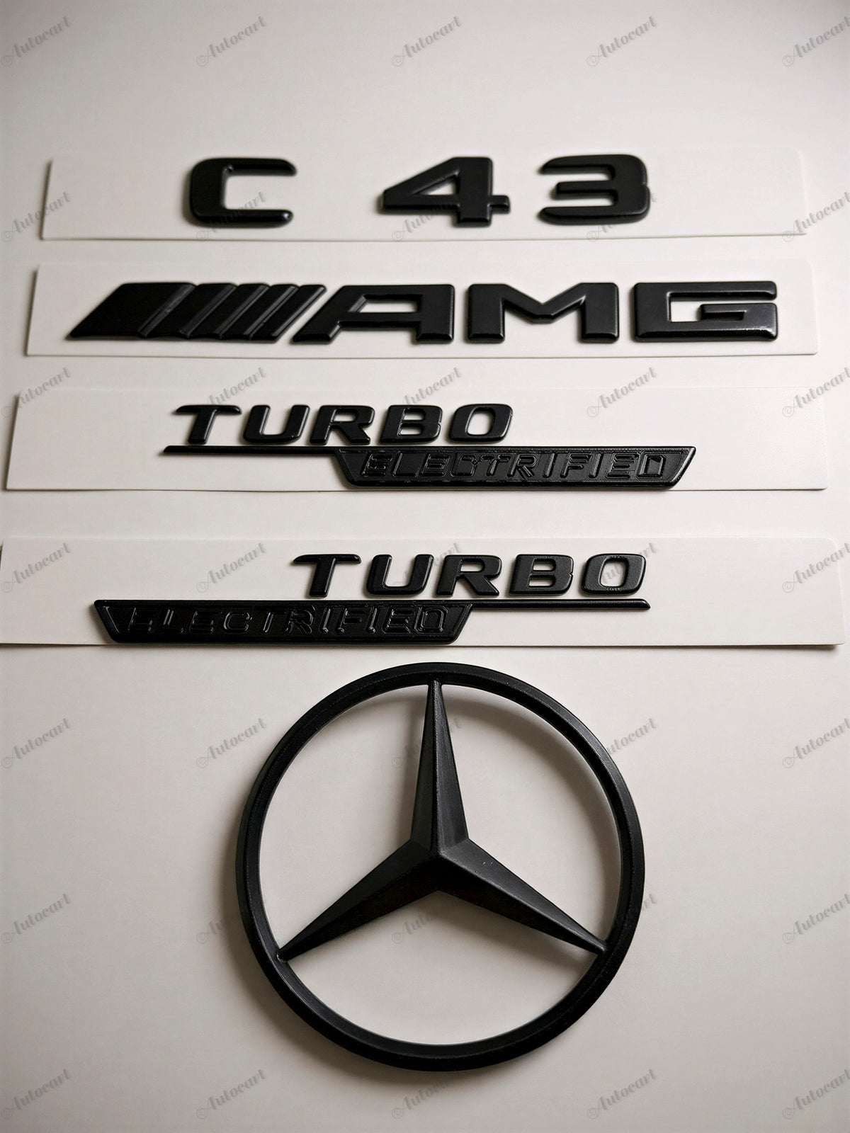 Gloss black C43 AMG Turbo Electrified star trunk emblem badge for W206 2023-2026