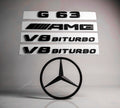 Gloss black G63 AMG V8 biturbo star trunk emblem badge W463 series 2011-2024