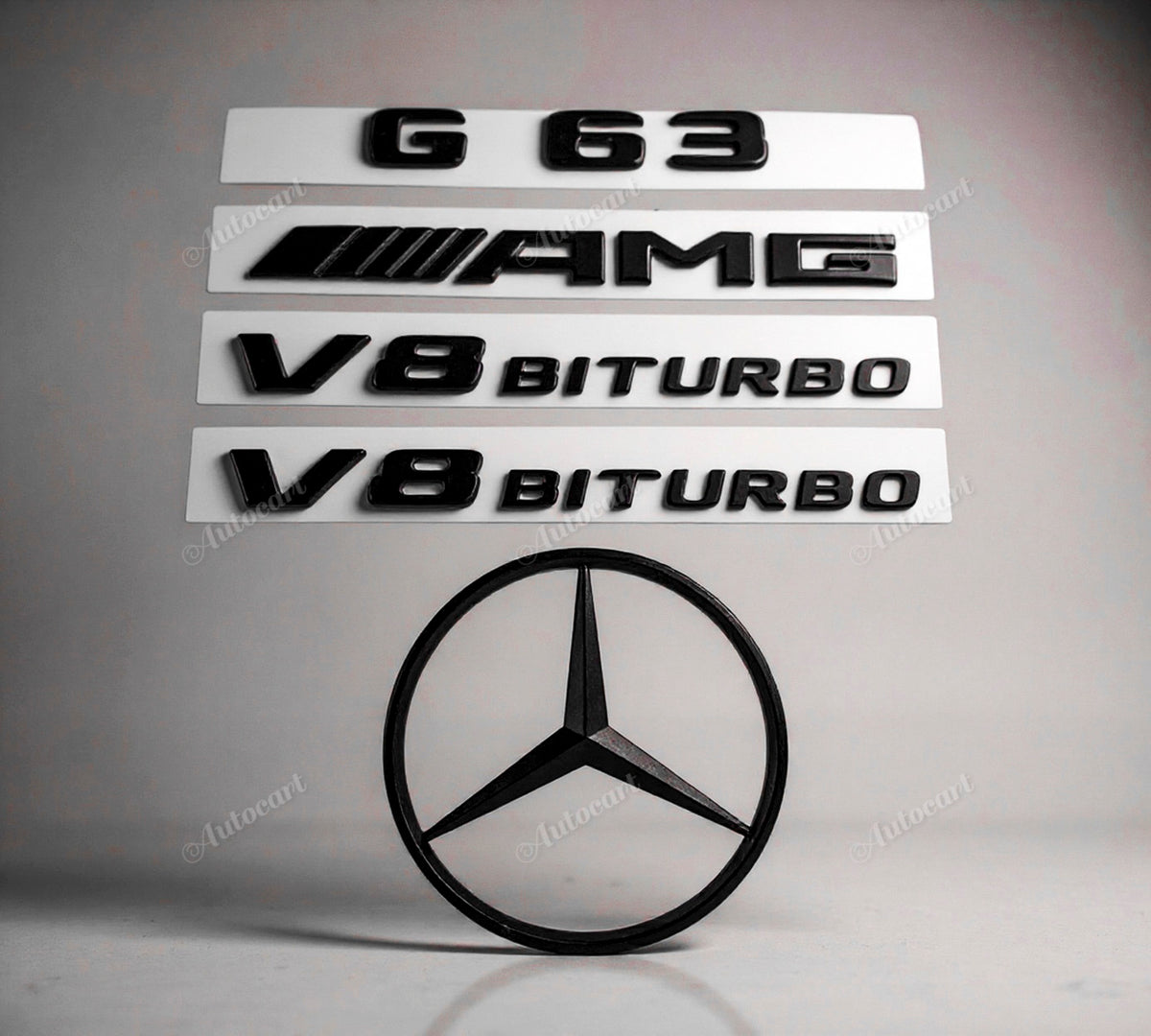 Gloss black G63 AMG V8 biturbo star trunk emblem badge W463 series 2011-2024