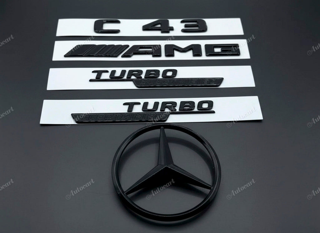 Gloss black C43 AMG Turbo Electrified star trunk emblem badge for W206 2023-2026