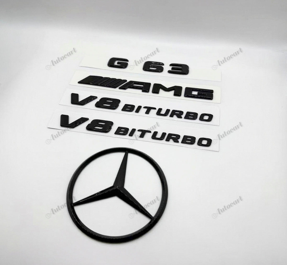 Gloss black G63 AMG V8 biturbo star trunk emblem badge W463 series 2011-2024
