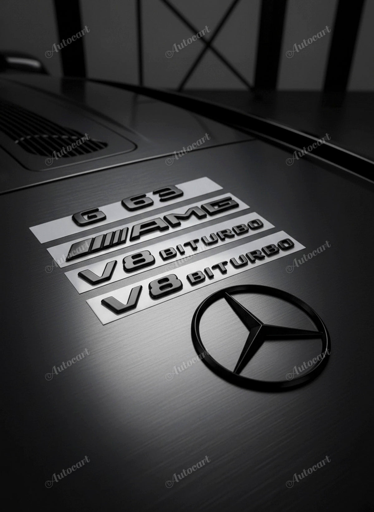 Gloss black G63 AMG V8 biturbo star trunk emblem badge W463 series 2011-2024