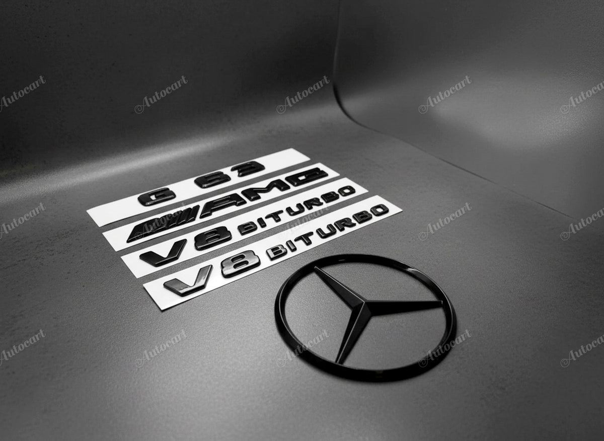 Gloss black G63 AMG V8 biturbo star trunk emblem badge W463 series 2011-2024